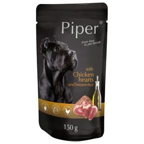 PIPER s kuracími srdiečkami a hnedou ryžou, vrecko pre psov 150 g
